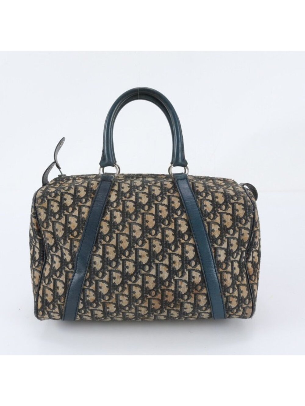 Dior Trotter Mini Boston Leather Handbag Tote Navy